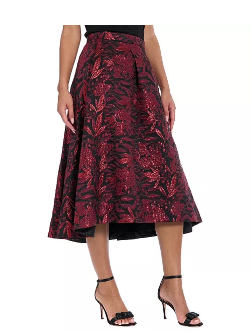 Muse Women's Belted Pleated Jacquard Skirt Sz 6 NWT